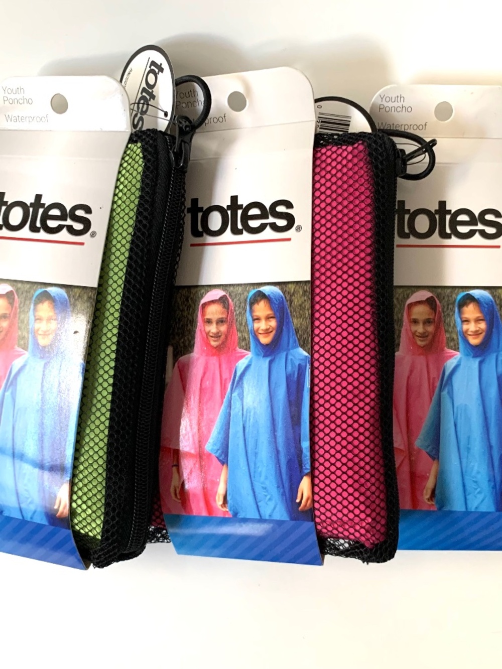 3 New Totes waterproof youth ponchos Hooded Rain